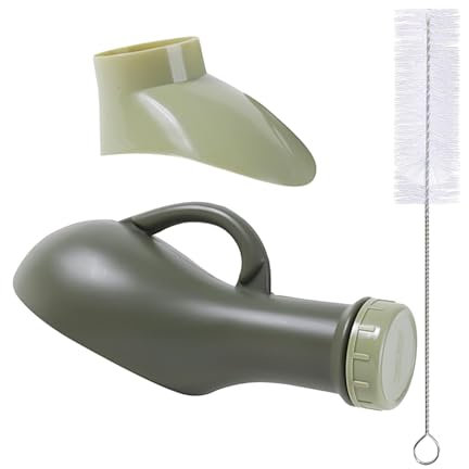 1 urinoir anti-fuite, 1 interface, 1 brosse, récipient à échantillons d'urine, design à bouchon à vis, urinoir portable, indispensable pour le voyage au lit, convient aux adultes et aux enfants