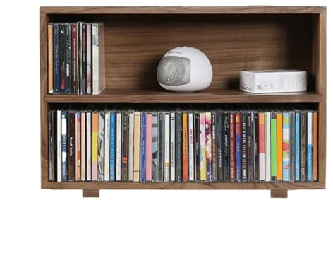 luckxuan Schallplattenständer Desktop-CD-Aufbewahrungsregal, Blu-ray-Disc-Sammelvitrine, doppelschichtiger CD-Schrank, Massivholz, Retro-Aufbewahrungsregal Schallplattenregal/CD-Ständer