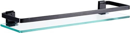 LIJBDDM Wall Mounted Floating Shelves, Rectangular Glass Bathroom Shelf, 8MM-Thick Metal Bracket Shelf Supports, for Bathroom Kitchen