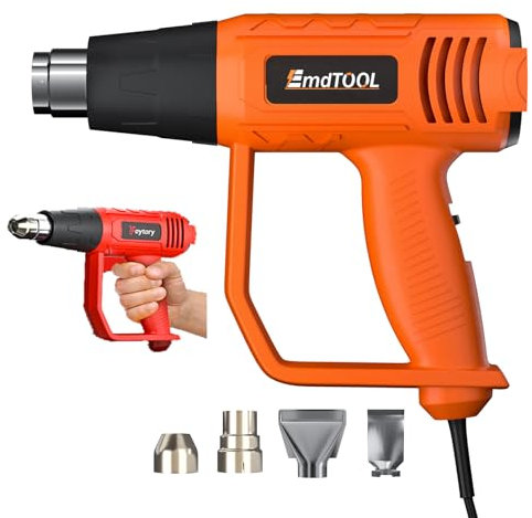 HSHa Kit pistola ad aria calda, temperatura variabile 300 ℃-600 ℃, 2000 W, protezione da surriscaldamento e 4 ugelli, pistola termica elettrica per sverniciare, saldatura e restringimento, arancione