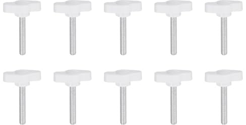 QUARKZMAN 10 Stück Rändelschrauben mit T Flügelknöpfe M5 x 30mm Kunststoff T-Kopf Gewindebolzen Klemmschraube Flügelschraube Haltegriffe 27mm Klemmknopf Daumenschrauben für Maschine, Weiß
