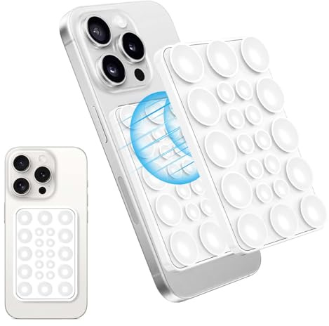 Supporto Telefono con Ventosa Magnetica in Silicone per iPhone Magsafe, Custodia per Telefono per Specchio/Piastrella/Vetro, compatibile con iPhone serie 15/14/13/12, per TikToker Vlogger (Bianco)
