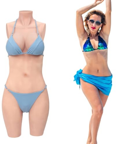 CYOMI Silikon Brüste Brustformen Realistisch Brustplatten Mit Katheter silikon Bodysuit für Crossdresser Transgender Cosplay（Elfenbeinweiß D Cup）