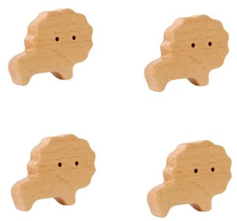 SANCHAKOU Holzknöpfe Kommode 4 Stück Schublade Massivholz Griffe Kinder Schrank Tür Schrank Nachttisch Tier Massivholz Griff Löwe