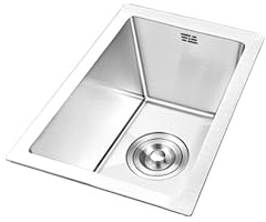 Lavello Cucina in Argento1 Vasca,Lavandino Cucina Piccolo, Lavabo Cucina In Acciaio Inox,Lavabo Rettangolare con Set Di Drenaggio,Installazione Appoggio o Sottopiano (25x40x21cm)