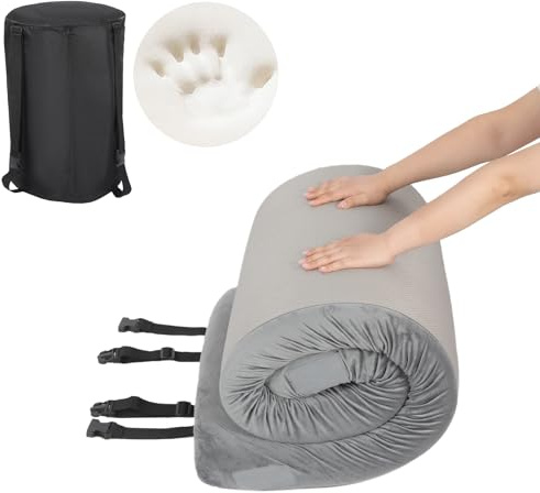 REDCAMP Colchón plegable de espuma viscoelástica para camping, tapete portátil individual para futón con cremallera y bolsa de transporte, colchón de viaje enrollable para dormir, para suelo, coche,
