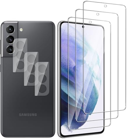 QZJinch 3+3 Stück,Panzer Schutz Glas für Samsung Galaxy S21 5G,2.5D Edge, 9H-Härte,Anti-Öl, Anti-Fingerabdruck,HD Schutzglas, Bläschenfrei，High Sensitivity