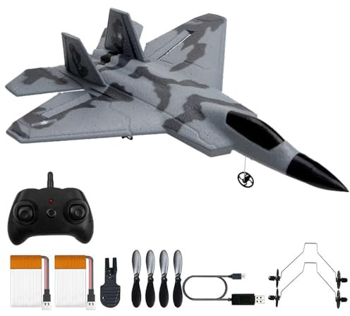 RC Flugzeug, 2.4Ghz 2 Kanal Ferngesteuertes Flugzeug mit LED-Licht Kämpfer Flugzeug Spielzeug Modell mit 3 Axis Gyro System Schaumstoff Flugzeug Ferngesteuert mit USB-Aufladung für Kinder Erwachsene