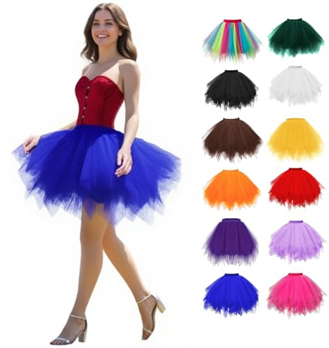 tüllrock tütü Damen blau Blauer tüllrock,Tutu Petticoat Unterrock Rock 50er Vintage Ballet Blase Pastell Tanzrock Tanzkleid Ballkleid Kurz Retro