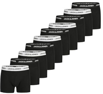 JACK & JONES Boxershorts för män, 10-pack bomull, basic trunks JACANTON kalsonger, retroshorts, set, boxershorts, stretch, svart, vit, S, M, L, XL, XXL, 3XL, 5x svart/svart & 5x svart/vit (12284977