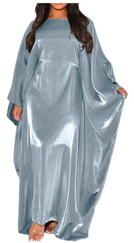 Nlaayong Ramadan Eid Satin Fledermausflügel Schmetterling Abaya Dubai Luxus Muslimisches Maxi-Kaftan-Kleid Abayas für Damen Robe