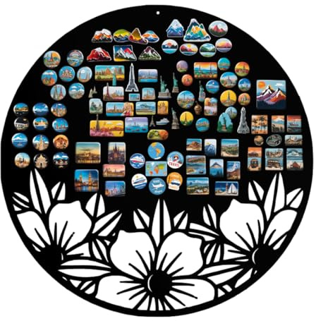 Anwicar Pizarra Magnética - Tablero magnético con diseño floral - Ideal para imanes y notas - Pizarra magnética para escribir - incl. kit de montaje - Negro - 70x70 cm