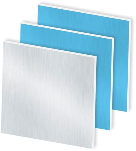 iMeistek Placa de aluminio cuadrada 6063 de 2 mm de grosor, 150 x 150 mm, con lámina protectora de doble cara para manualidades (3 unidades)