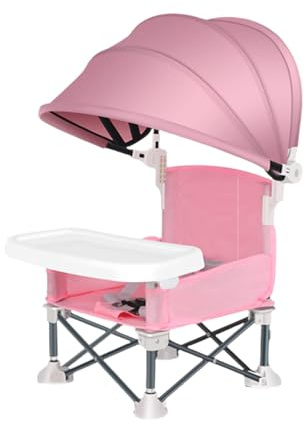 Sahoto Kompakter Babystuhl – Organisation des faltbaren Esszimmerstuhls mit abnehmbarem Tablett und Sonnenblende | Tragbarer Stuhl für Zuhause, Reisen, Outdoor, perfekt für
