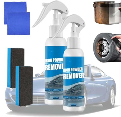 Donubiiu Iron Power Remover,Car Rust Removal Spray,Iron Powder Remover,Auto-Rostentfernungsspray,Rostentferner für Metall/Fahrrad/Auto/Fahrradkette (2PCS)