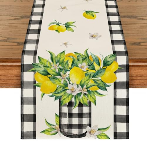 Tovaglia Limoni Runner Tavolo Esterno Moderno da Tavolo Moderno Lavabile Rettangolari Runner da Tavola Rettangolare per Il Tavolo Della Cucina Decorazione per Feste (33x183 Cm)