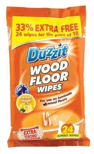 Wood Floor Wipes, 24 Jumbo Wipes, Lemon Fresh, Extra Strong, for Laminate and Wood Floors
