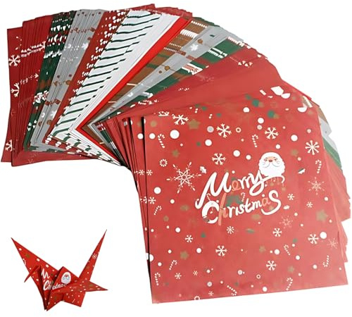 YEDOUALE Origami Papier Weihnachten 100 Blatt 15x15cm Doppelseitig Bastelpapier Motivpapier für Karten Scrapbooking Deko DIY Geschenkverpackung