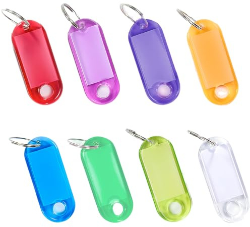 Quesuc 8 Llaveros De Plástico Para Escribir Con Llaveros, Etiquetas Identificador Llaves Para Llaves Maletas Mascotas Marcadores