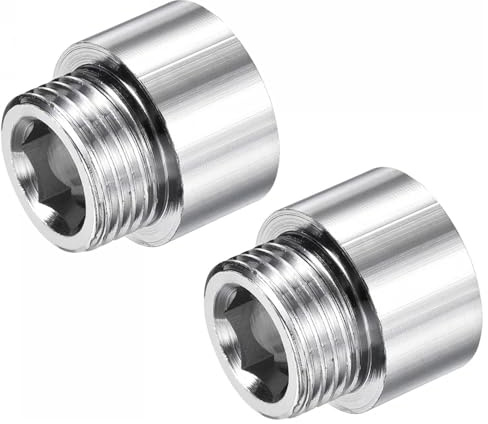 QZKJQDD Hahnverlängerung G1/2 Zoll x 15 mm, 2 Stück HahnverläNgerung, Fitting Edelstahl 1/2 Zoll VerläNgerung für WasserhäHne, Eckventile, DuschköPfe, GewindeverläNgerung, Wasseranschluss (15 mm)