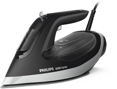 Philips Serie 6000 Plancha de Vapor con tecnología OptimalTEMP, 190g golpe, 45g continuo, suela SteamGlide Plus, antigoteo y apagado automático (DST6120/80)