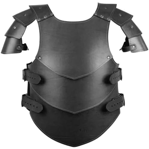 Mittelalterlicher Brustpanzer aus PU-Leder, verstellbar, Wikinger-Rüstung für Herren, Renaissance-Cosplay-Ritter-Brustpanzer für Halloween, Mottoparty, Schwarz, Lederbrust