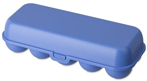 Koziol EGGS TO GO Egg Box for 6 & 10 Eggs, Storage Box with Clip Closure, Egg Container for Fridge, Plastic Egg Box, Egg Storage Box, Egg Tin (Strong Blue, 10 Eggs)