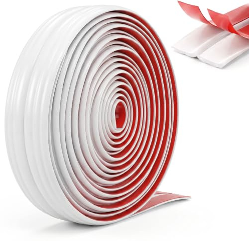 Pell and Stick Moulding Trim - 5M x 4cm Flexible TPE Wall Corner Protectors | Self Adhesive Tile Edge Trim with Scissors & Glue for Flooring Bathrooms Tile Edges Inside Outside Corner Edging Strip White