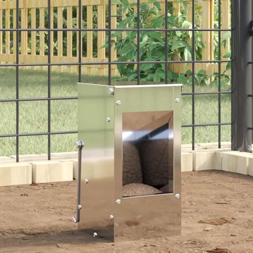 Kaloriko Kaninfoder silver galvaniserat stål 12,5 x 12,5 x 25 cm med krokar, väderbeständig foderdispenser för inomhus och utomhus, 1,5 kg kapacitet
