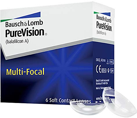 Bausch + Lomb Purevision Multifocal Monatslinsen, Gleitsicht-Kontaktlinsen, weich, 6 Stück BC 8.6 mm/DIA 14/3.25 Dioptrien/ADD High