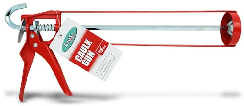 Axus Decor Caulking Gun - for C3/310ml and C4/400ml Cartridges - Heavy Duty Sealant Gun with Ladder Hook and Finger Contoured Grip - for Professional & DIY Enthusiasts, Red