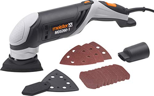 Meister Dreieckschleifer 260 W, MDS260-1 - Schleiffläche 93 x 93 x 93 mm - Stufenlos einstellbare Schwingfrequenz - Klettbefestigung & Staubabsaugung / Deltaschleifer mit Schleifpapier / 5456610