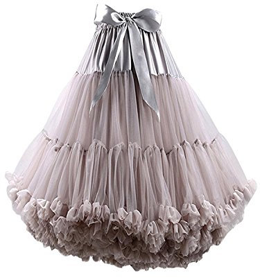 FOLOBE Adulte Luxueux en Mousseline de Soie en Mousseline Tulle Jupe Tutu Femmes de Tutu Costume Petticoat Danse de Ballet Multicouche Jupe Bouffante, Gris, L