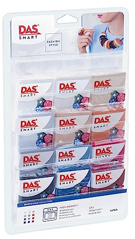 DAS Smart Oven Bake Modelling 28g Clay, Fashion Style Warm & Cold Colours Collection, 12 Pieces, For Professionals and Hobbyists