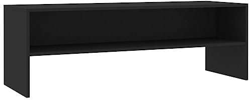 vidaXL Meuble TV, Armoire de Télévision avec Compartiment, Meuble Télé de Salon, Armoire de Rangement Salle de Séjour Intérieur, Moderne, Noir Bois d’Ingénierie