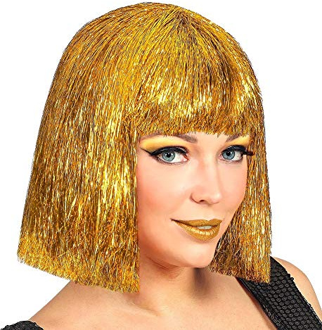 W WIDMANN MILANO Party Fashion - Glitzer Bob Perücke Vegas | Lamettaperücke mit Pony für Karneval, Mottoparty, Festivals, Disco und Show Kostüme
