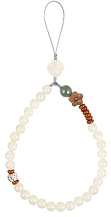 UKCOCO Phone Wrist Strap Buddha Beads Mobile Phone Strap Lanyard Keychain Hanging Pendant Chinese Style Phone Wrist Rope (Random colors of flowers)