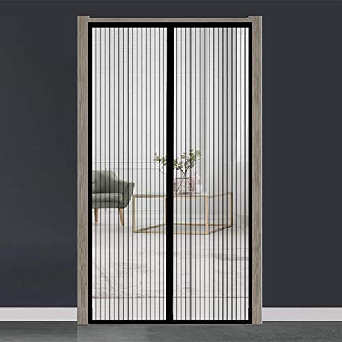 GOUTUI Magnet Fliegengitter Balkontür 105x200cm Luft kann frei strömen Magnetischer Fliegenvorhang Automatisches Schließen für Balkontür Wohnzimmer Schiebetür Flure Türen, Schwarz A