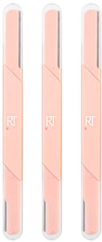 Real Techniques Face and Brow Razors Peeling Dermaplaning Damen Face Razor Mehrzweck Gesichtsrasierer Präzisionstrimmen für Peach Fuzz 3 Stück Set Orange