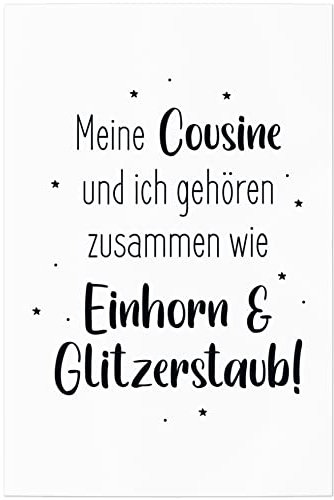 JUNIWORDS Poster, Meine Cousine und ich gehören zusammen wie Einhorn & Glitzerstaub!, 60 x 90 cm (1008692)