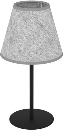 EGLO Tischlampe Alsager, Nachttischlampe im Japandi Design | Tischleuchte aus Metall in Schwarz und Filz in Grau, Tisch-Lampe für Wohnzimmer und Schlafzimmer, E27 Fassung