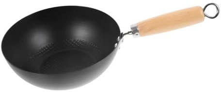 OUNONA Small Japanese Wok Iron Cooking Pot Bottom Fry Pan for Home Use for Stir Fry Gas Stove