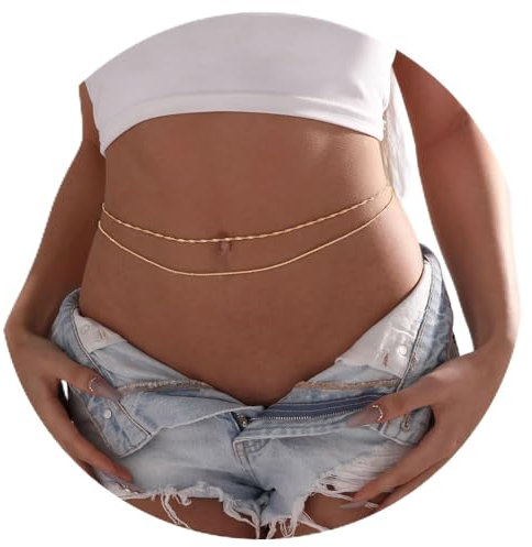 Goiern 2pcs bauchkette Gold for Frauen, bauchkette für die taillenverstellbare Mehrschicht sexy Bikini -Taillenkette für Frauen