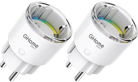 GHome Smart Enchufe Inteligente Smart Plug,Enchufes Inteligentes Temporizador Interruptor Wifi,Monitor de Energía, Compatible con Alexa y Google Home,Control de APP Remota,2500W,10A 2PCS white