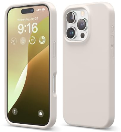 elago Liquid Silicone Case for iPhone 16 Pro | Full Body Protection, Shockproof, Slim Phone, Anti-Scratch Soft Microfiber Lining (Stone)