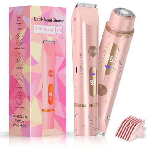 Afeitadoras para mujer, recortadora de bikini para mujer y maquinilla de afeitar eléctrica, depiladoras 2 en 1, depiladoras húmedas y secas, afeitadora impermeable para bikini, vello púbico, piernas y