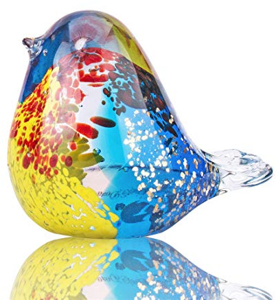 Crystal Bird Figurine Collectible Art Glass Colourful Animal Bird Women | K9 Crystal Bird Decor Blown Glass Bird Figurine Ornament Home Glass Paperweight Christmas Anniversary Wedding Party Deco Gift