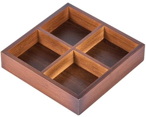 Glixoft Wooden Food Divider Plate Japanese Sashimi Box Sashimi Serving Plate Portion Control Tray Healthy Eating Plate for Appetizer Fruit