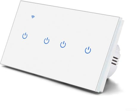 WiFi RF Smart Light Dimmer Switch Stable And Reliable Connection WiFi Touch Switch For Smart Home European Version(4 Gang-White)
