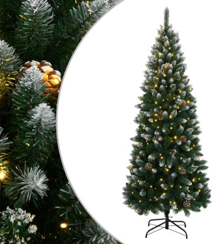 vidaXL Albero Natale Artificiale con 150 LED 150 cm, Albero di Natale Finto, Albero di Natale dall'aspetto Reale, Decorazione Natalizia